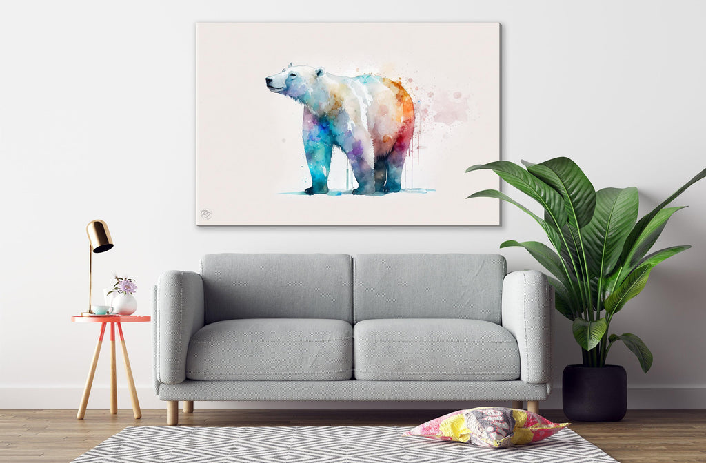 Pristine Wilderness: Polar Bear Watercolor Painting, Giclee Print on Canvas, Artist Paper, Watercolor Paper, Available in Extra Large Sizes