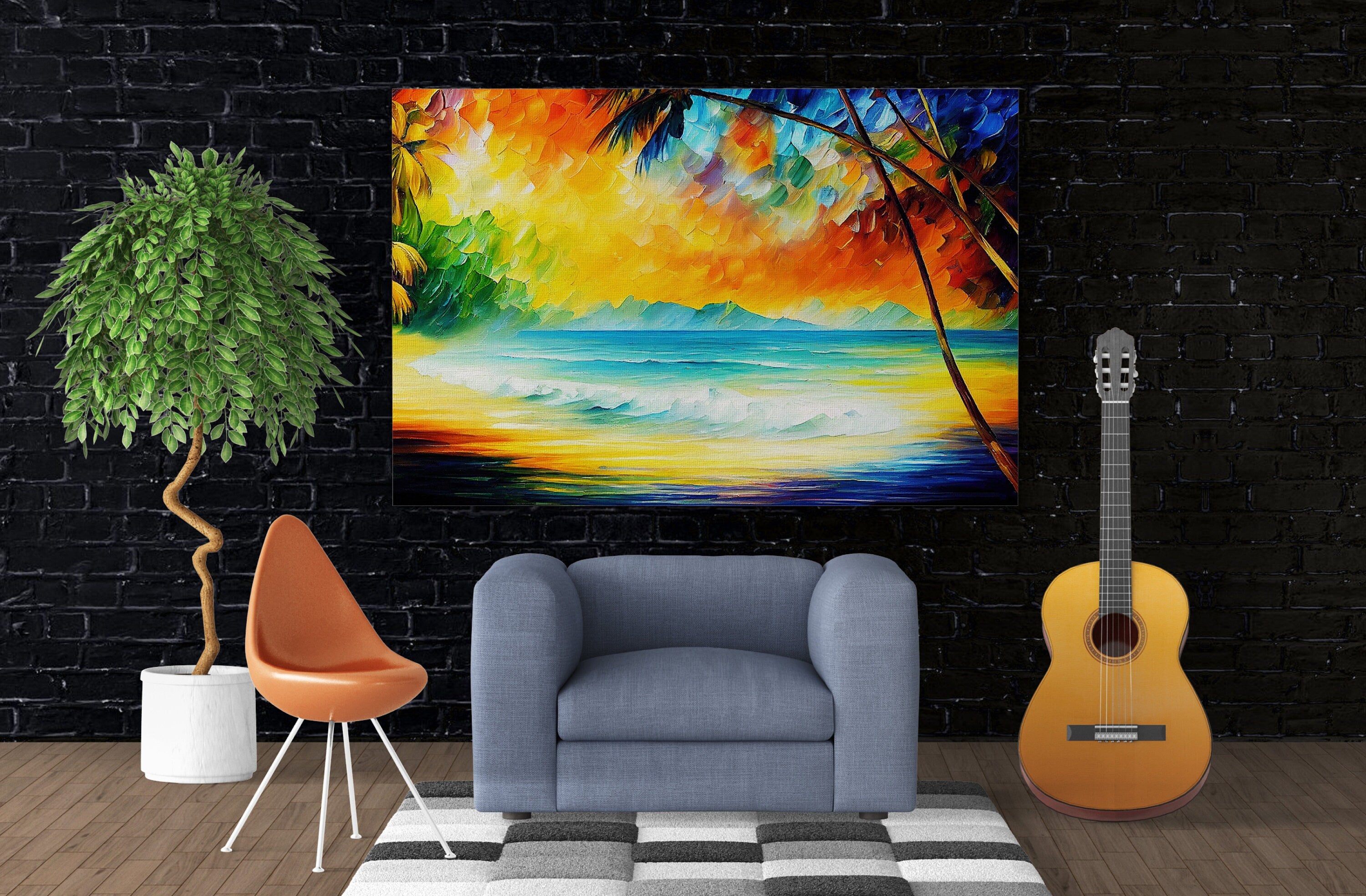Beach Canvas Art - Vibrant Tropical Wall Canvas With Wooden Frame | Gallery Ready