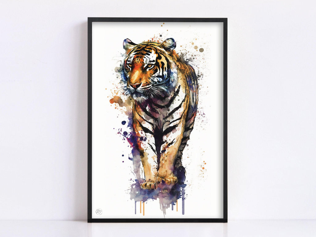 Majestic Tiger: Watercolor Tiger Wall Art Print, Giclee Print on Canvas, Artist Paper, Watercolor Paper, Available in Extra Large Sizes