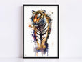 Majestic Tiger: Watercolor Tiger Wall Art Print, Giclee Print on Canvas, Artist Paper, Watercolor Paper, Available in Extra Large Sizes