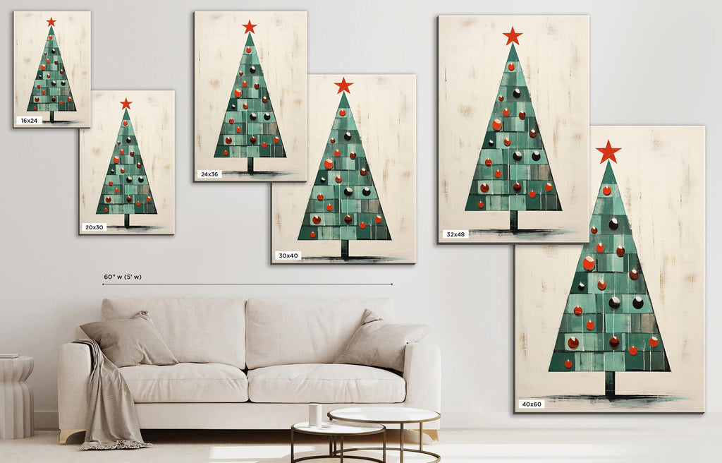 Christmas Tree Art - Extra Large Gallery Wrapped Canvas | Ready to Hang Holiday Wall Art