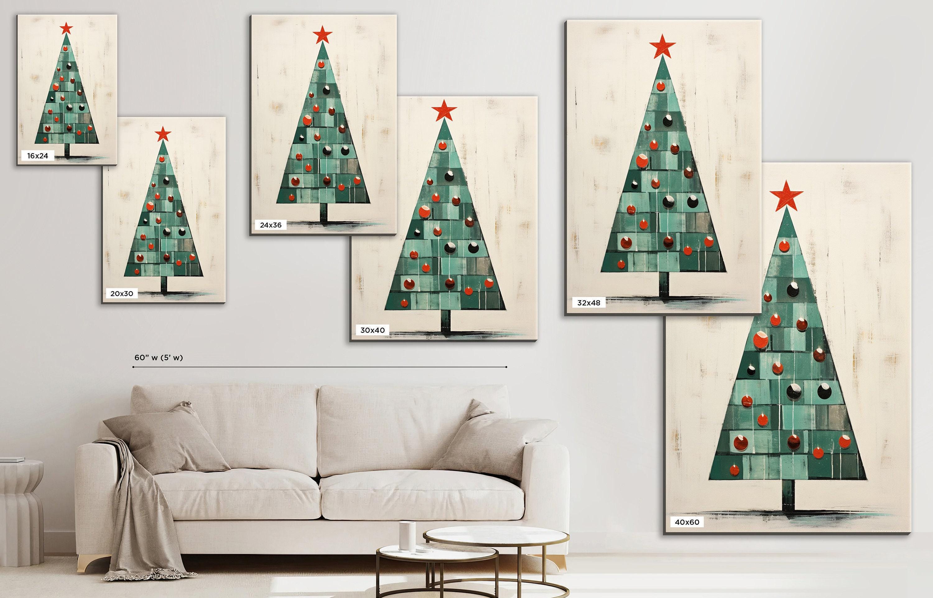 Christmas Tree Art - Extra Large Gallery Wrapped Canvas | Ready to Hang Holiday Wall Art