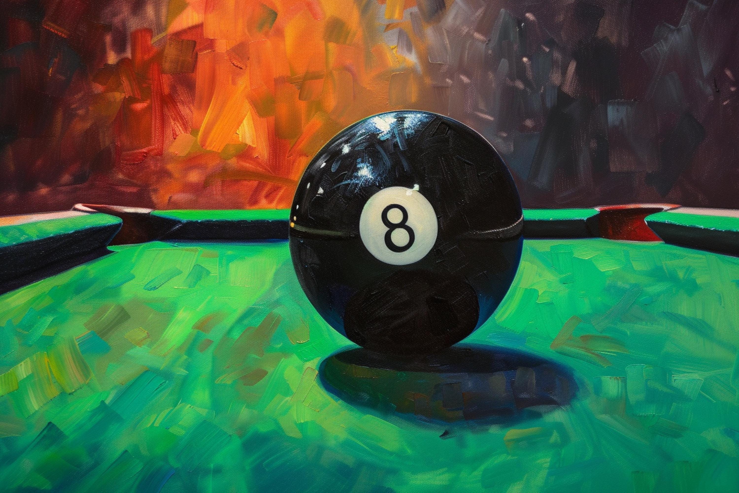 8 Ball Pool Art - Classic Pool Table Scene | Gallery Wrapped Canvas, Extra Large