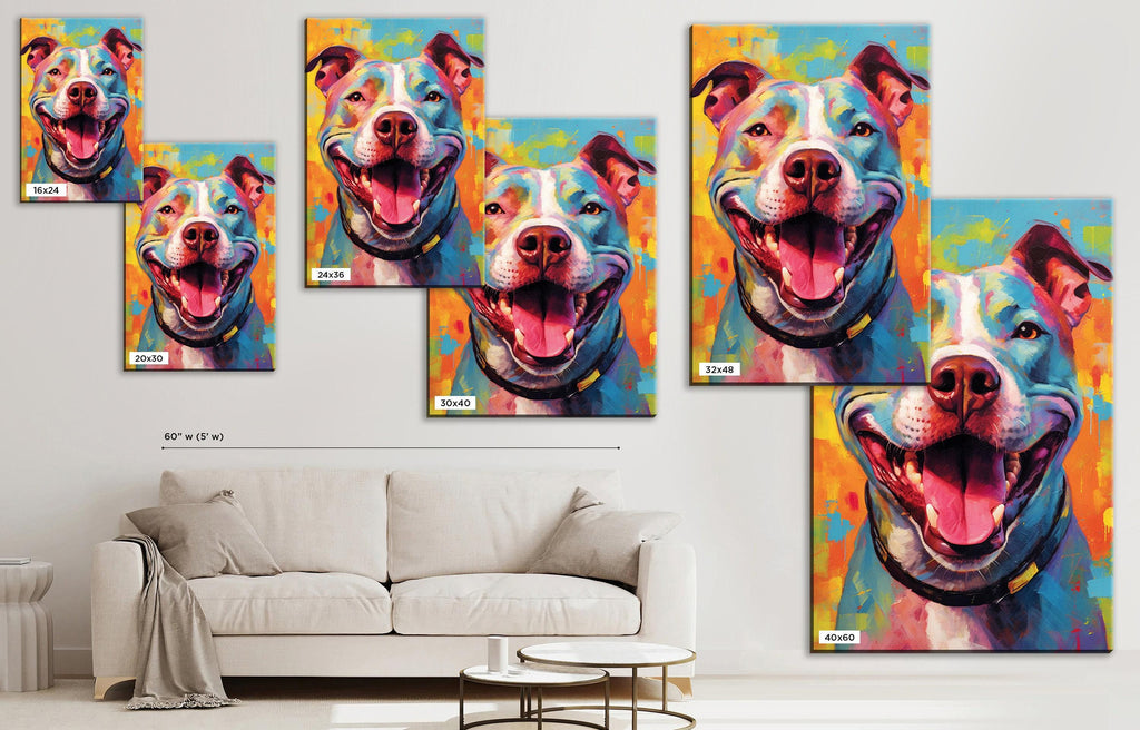 Pitbull Dog Canvas - Large Canvas Print With Vibrant Pop Art Dog Wall Art