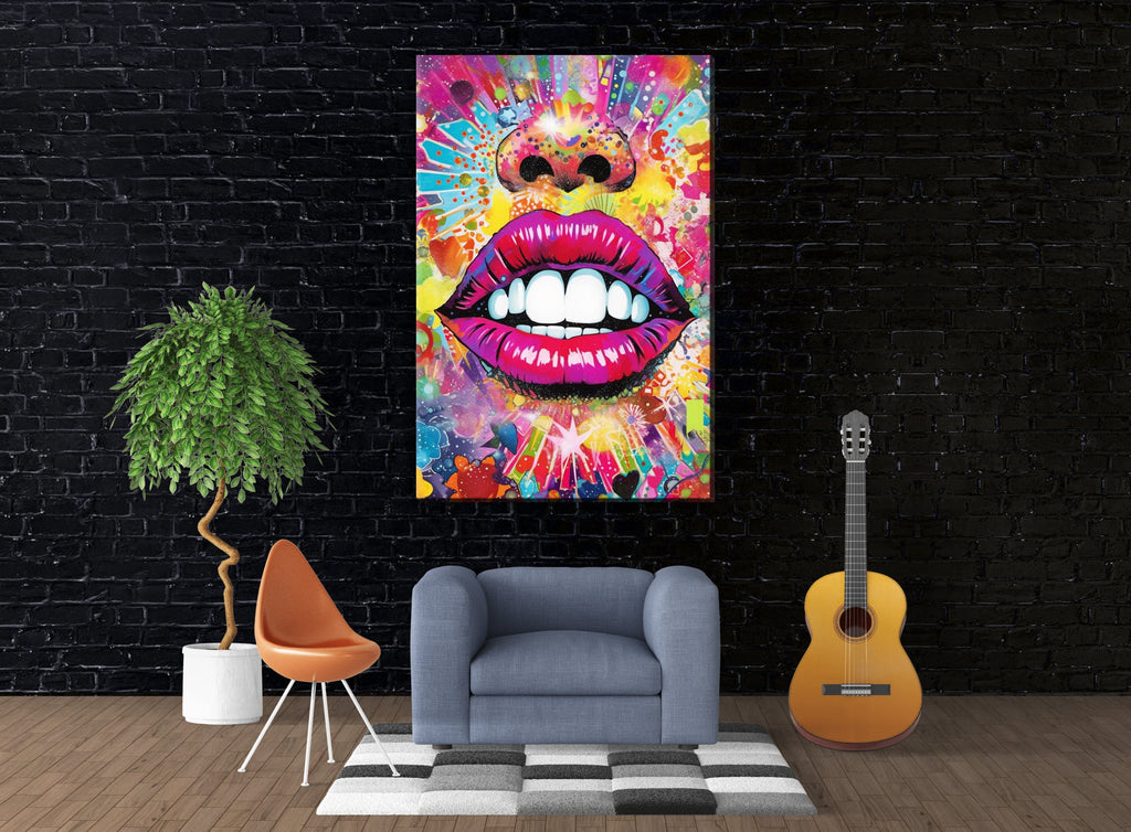 Woman Lips Wall Art - Luscious Lips Decor on Large Canvas Print, Gallery Ready