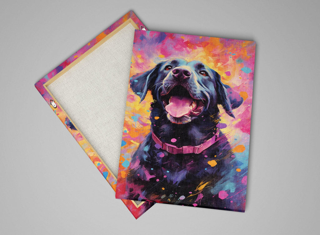 Black Lab Canvas | Large Dog Canvas Wall Art With Wood Frame & Colorful Painting