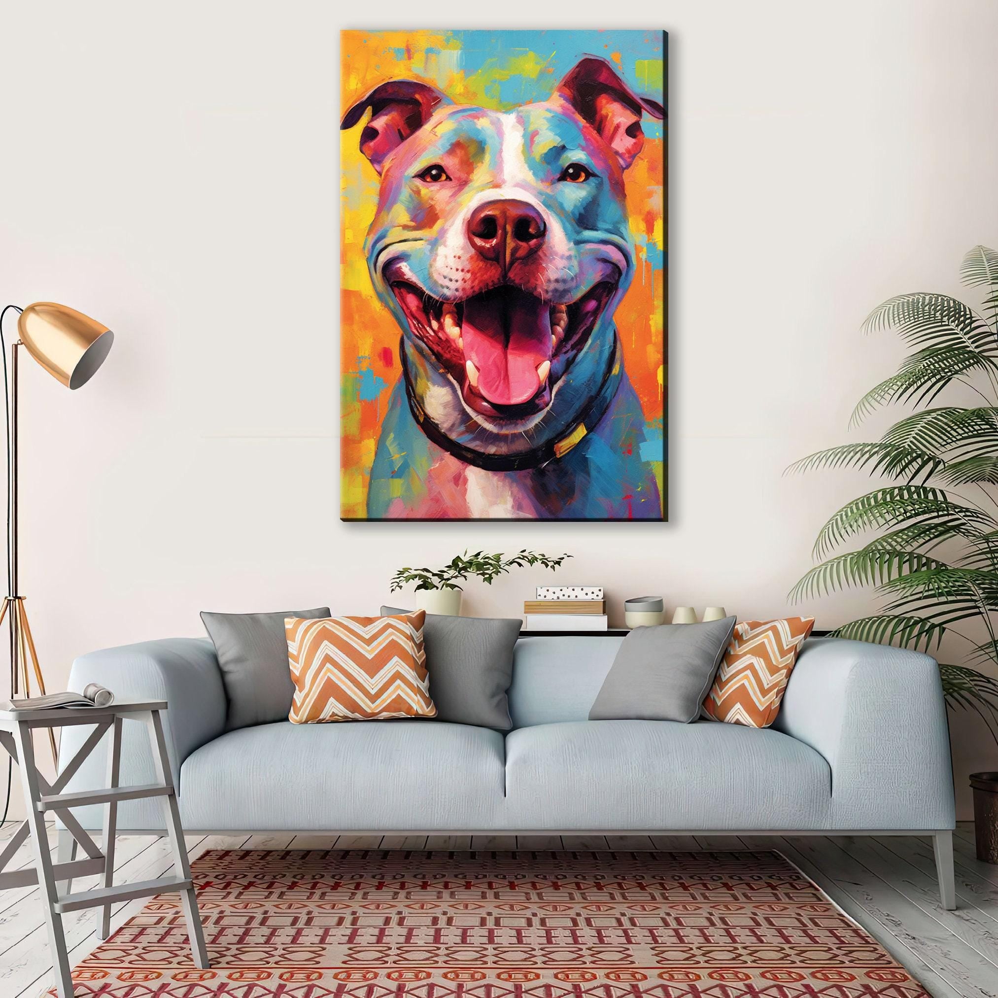 Pitbull Dog Canvas - Large Canvas Print With Vibrant Pop Art Dog Wall Art