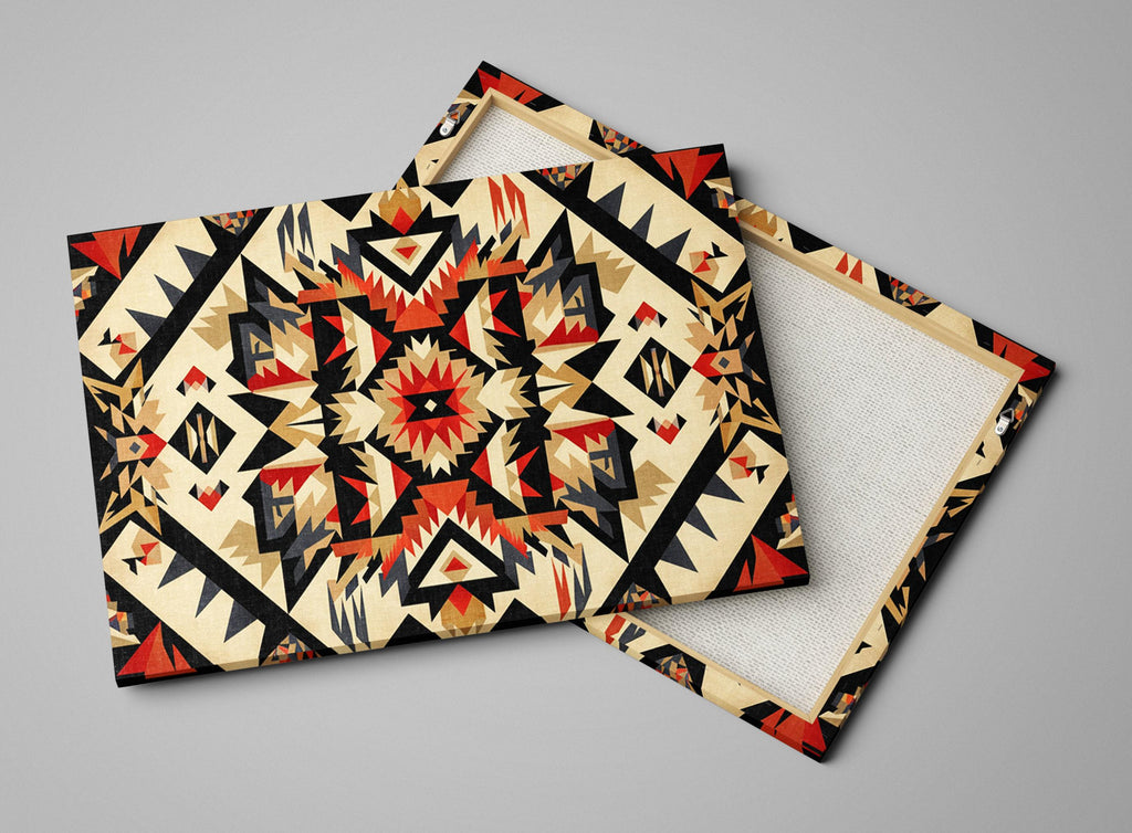 Native American Wall Art – Extra Large Tribal Pattern Decor on Gallery Wrapped Canvas