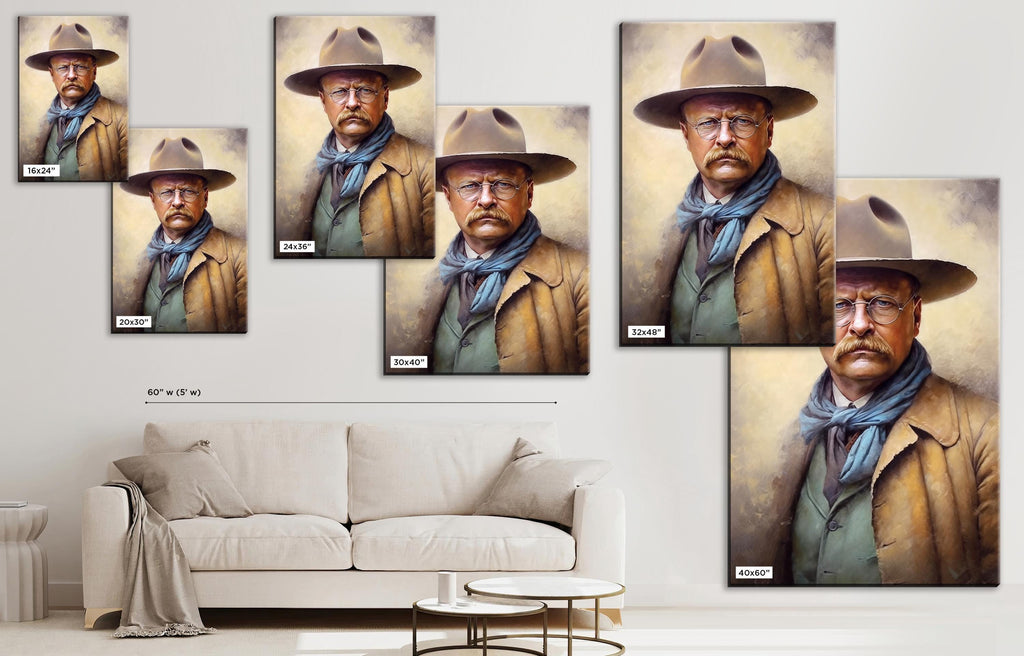 Theodore Roosevelt Portrait - Large Canvas Print | Gallery Wrapped Canvas, Political Wall Art