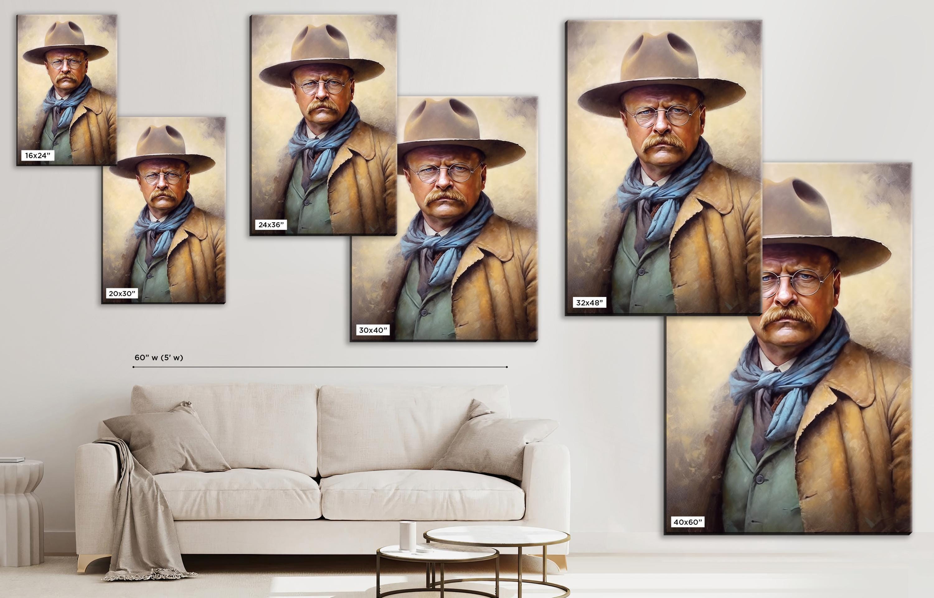Theodore Roosevelt Portrait - Large Canvas Print | Gallery Wrapped Canvas, Political Wall Art