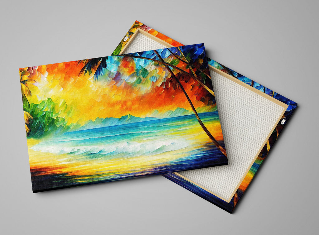 Beach Canvas Art - Vibrant Tropical Wall Canvas With Wooden Frame | Gallery Ready