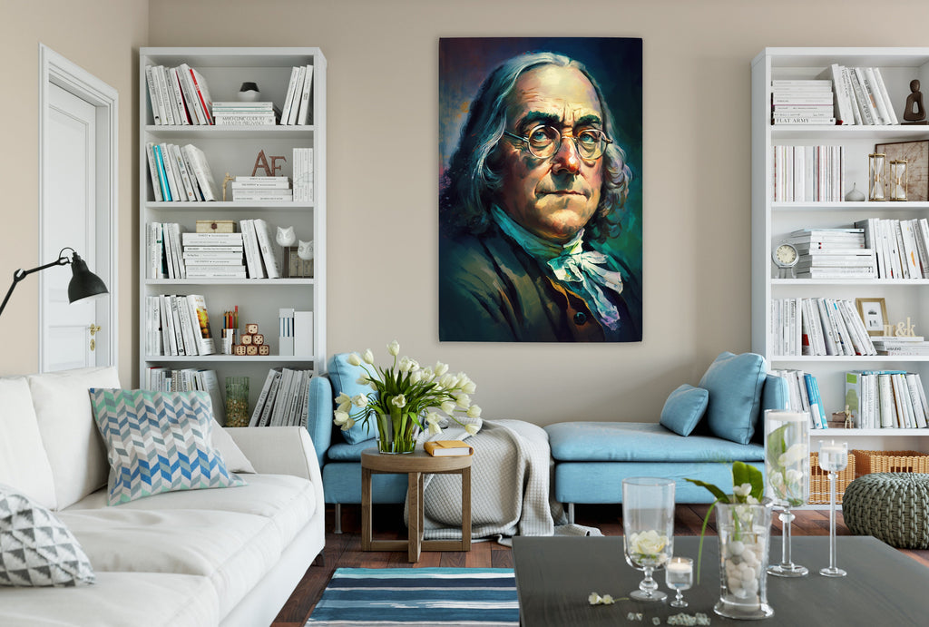Benjamin Franklin Canvas Print - Founding Father Portrait on Gallery Quality Canvas