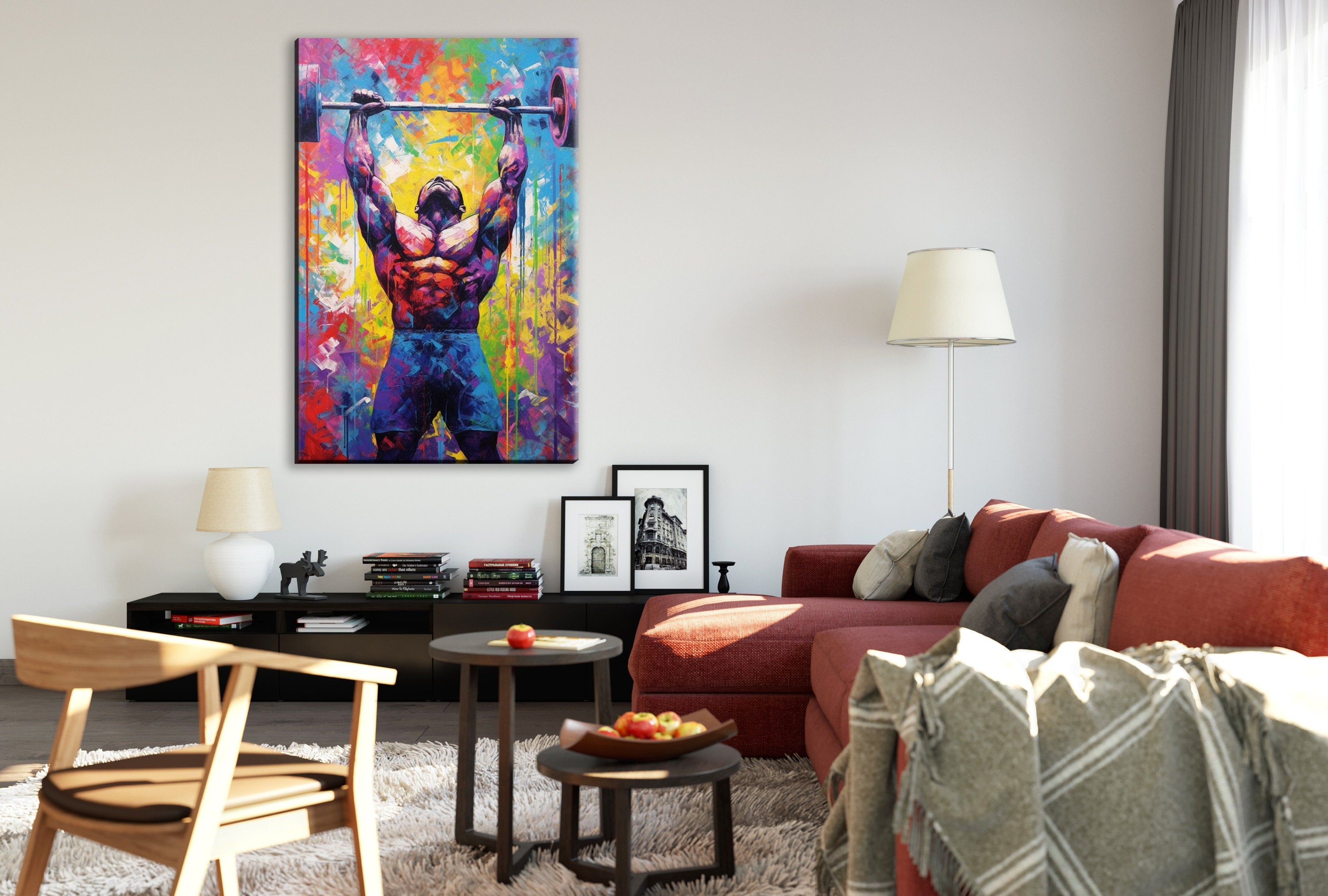 Bodybuilder Gym Wall Art – Large Deadlift Workout Canvas Print | Sculpted Physique Decor