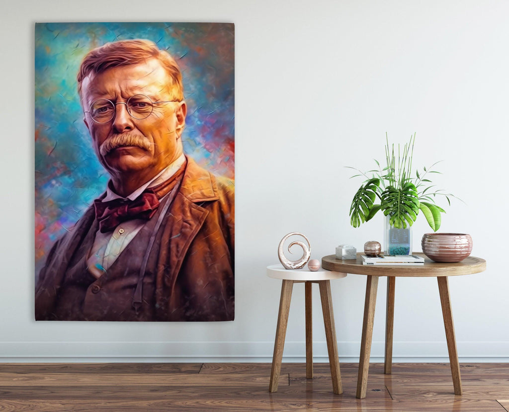 Theodore Roosevelt Art | Historical Wall Art Canvas Print With Acid Free Ink & Wood Frame