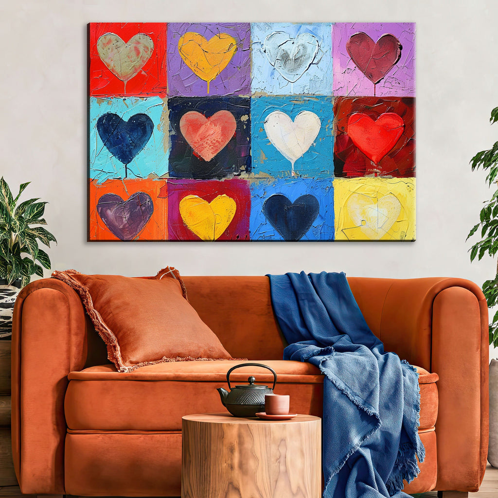 Heart Pattern Artwork – Large Canvas Prints | Vibrant Love Heart Pattern, Ready to Hang