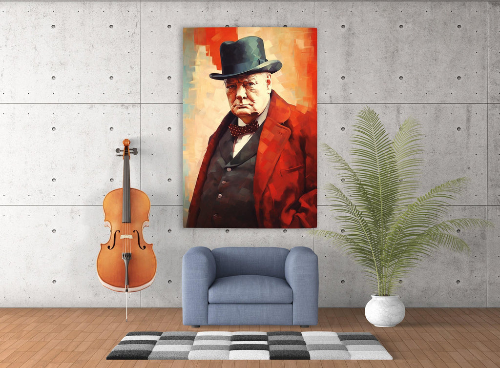 Winston Churchill Art - Extra Large Gallery Wrapped Canvas With Wooden Frame
