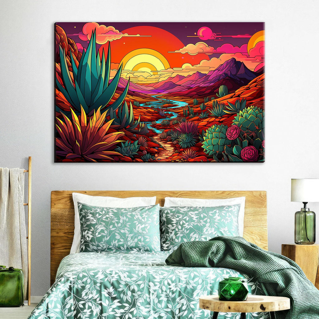 Agave Desert Art – Large Canvas Print | Vibrant Southwest Landscape Painting