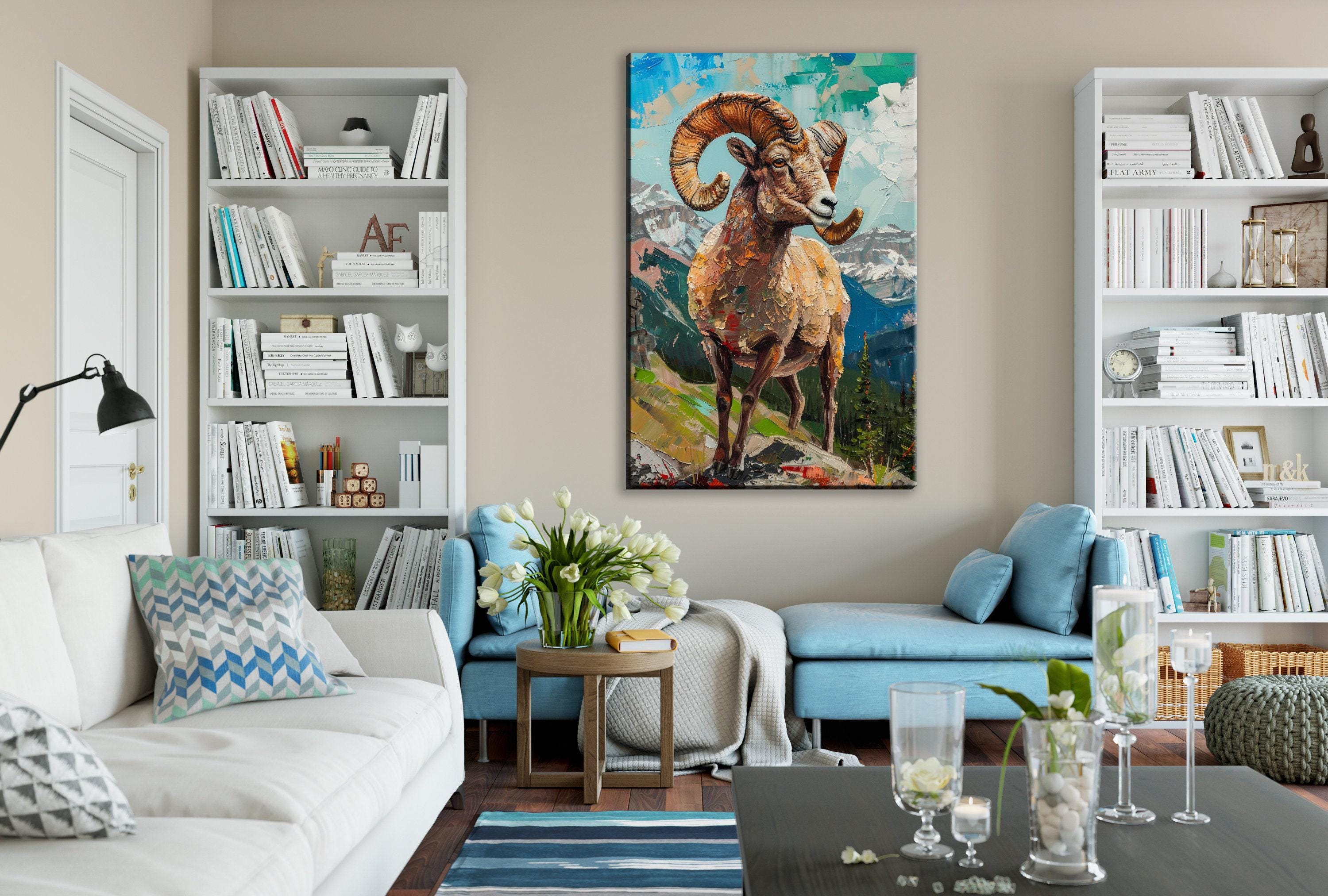 Bighorn Sheep Art – Extra Large Gallery Wrapped Canvas | Rugged Mountain Wildlife Wall Decor