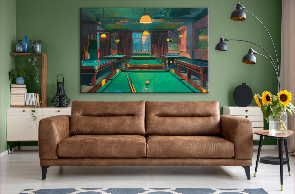 Pool Hall Canvas – Vintage Pool Art | Extra Large Gallery Wrapped Canvas Print