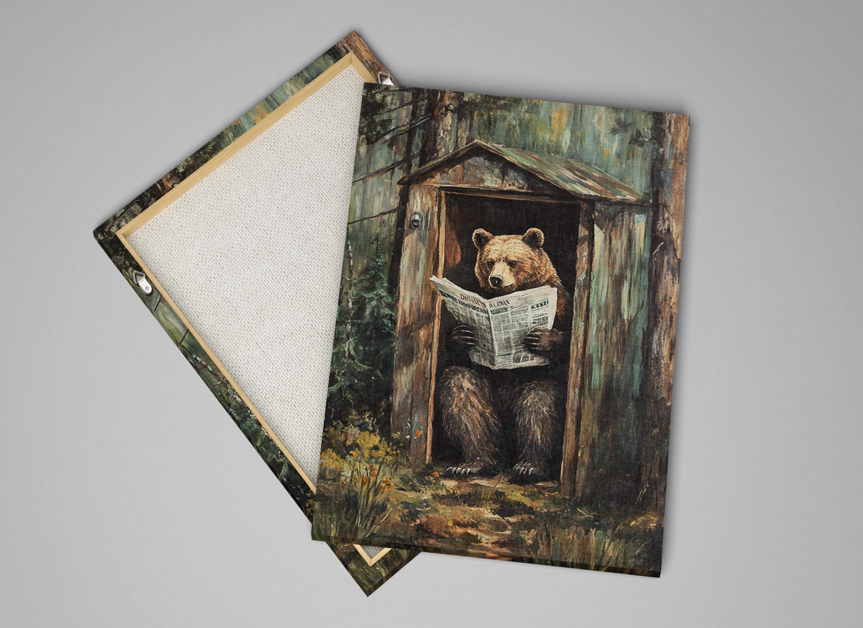a painting of a bear reading a newspaper