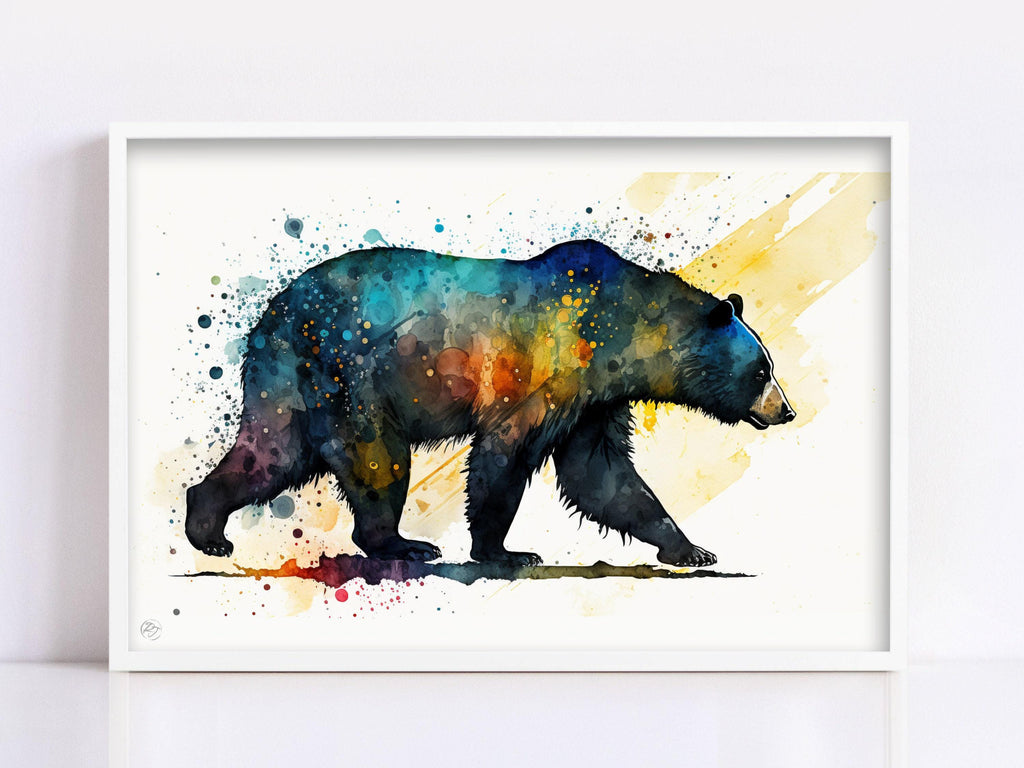 Nature's Beauty: Watercolor Black Bear Canvas Print, Giclee Print on Gallery-wrapped Artist Canvas, Available in Extra Large Sizes