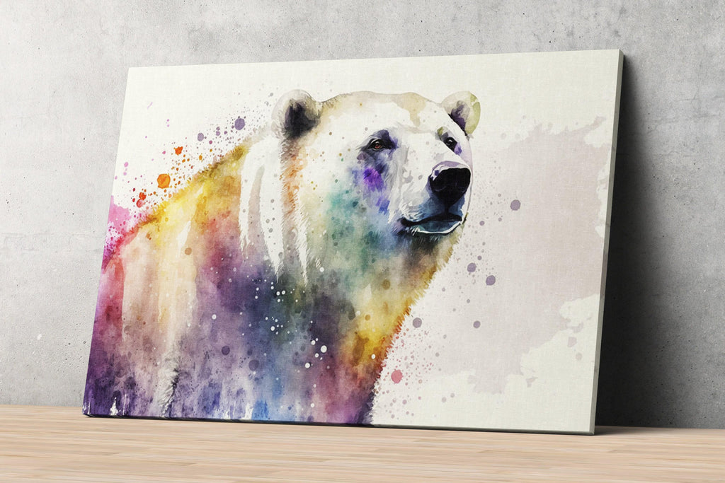 Icy Guardian: Polar Bear Watercolor Painting, Giclee Print on Canvas, Artist Paper, Watercolor Paper, Available in Extra Large Sizes