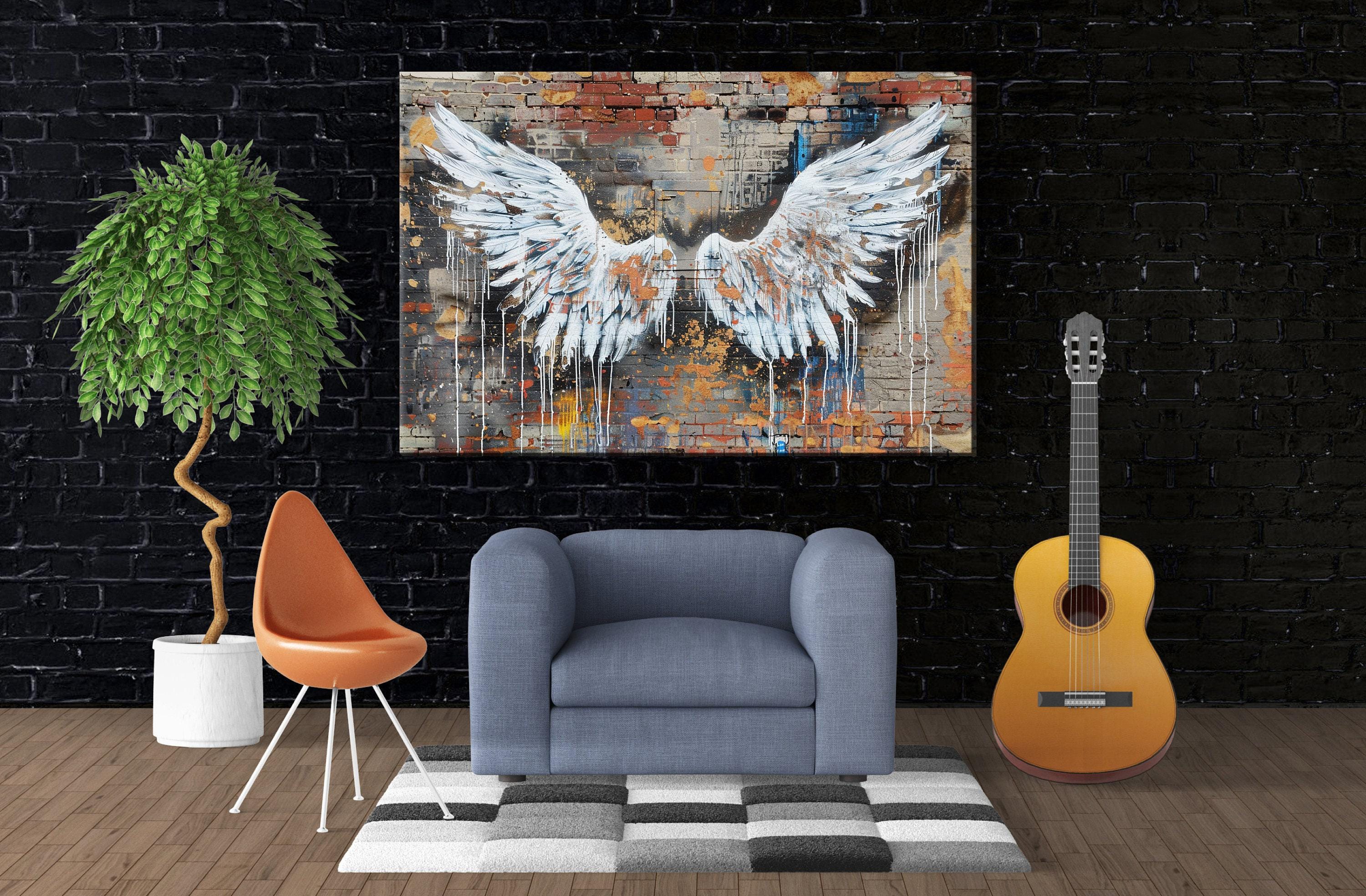 Graffiti Angel Wings Urban Street Art – Large Canvas Art, Gallery Wrapped, Ready to Hang