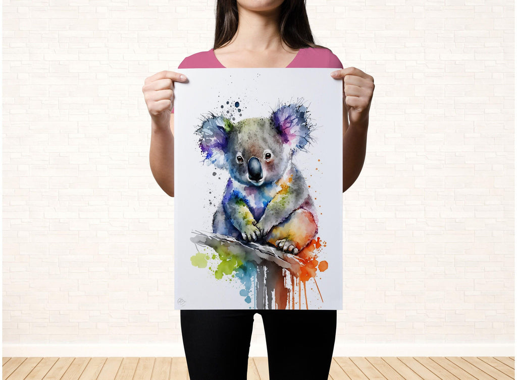 Koala Serenity: Watercolor Canvas Wall Art Print, Giclee Print on Canvas, Artist Paper, Watercolor Paper, Available in Extra Large Sizes