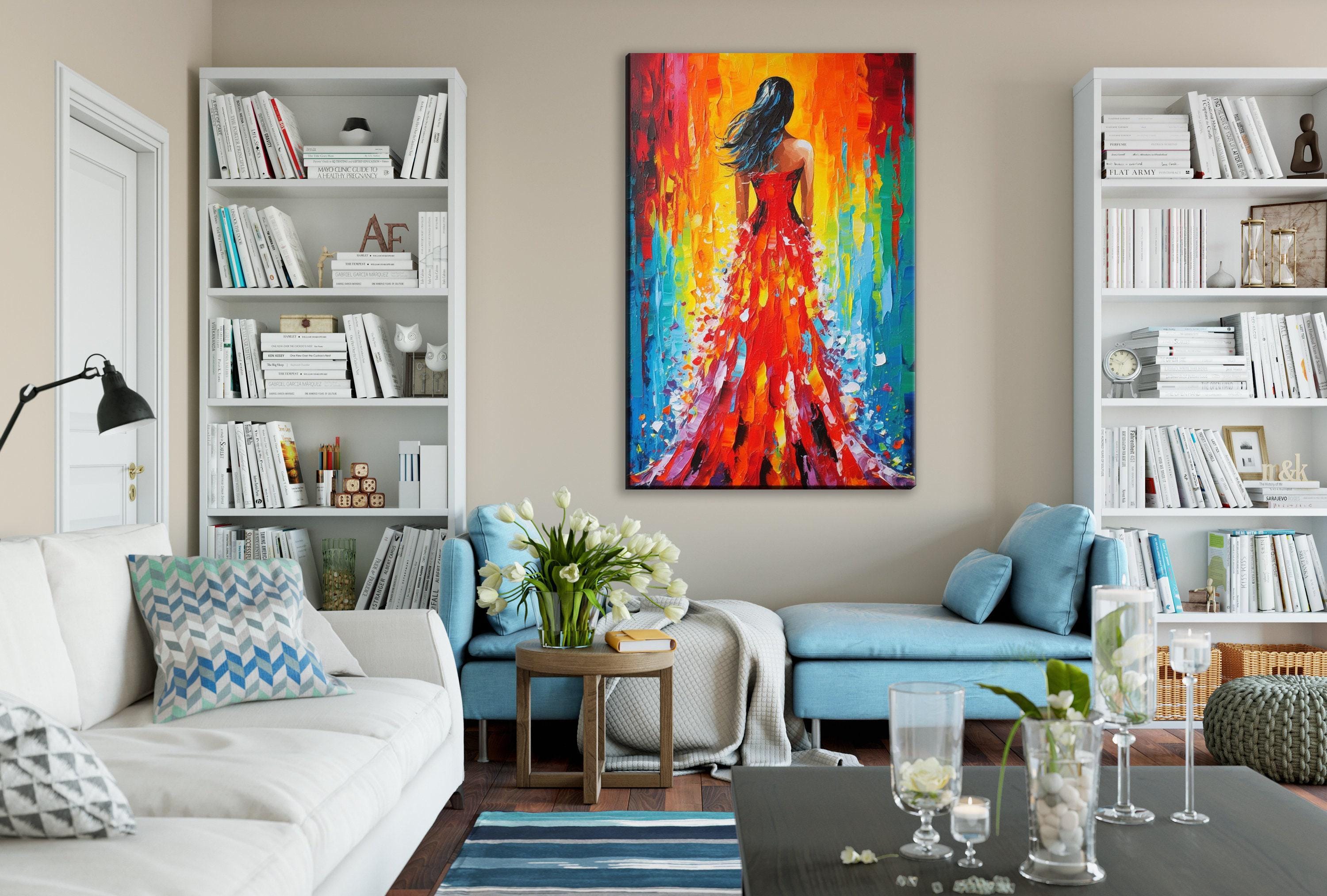 Red Dress Canvas Art - Large Woman Oil Painting Reproduction | Gallery Ready, Feminine Charm