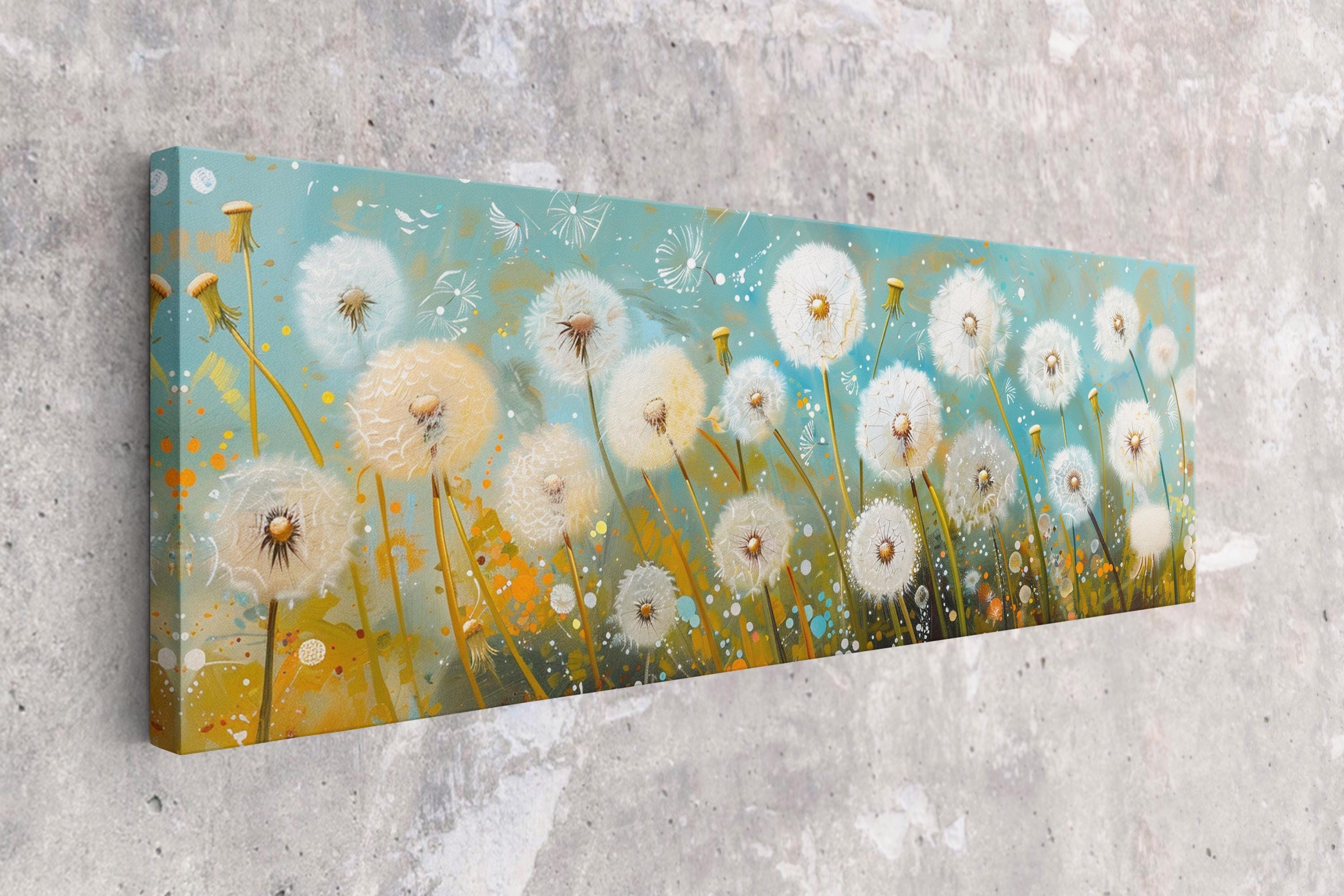 Panoramic Dandelion Wall Art - Large Framed Canvas, Gallery Wrapped, Ready to Hang
