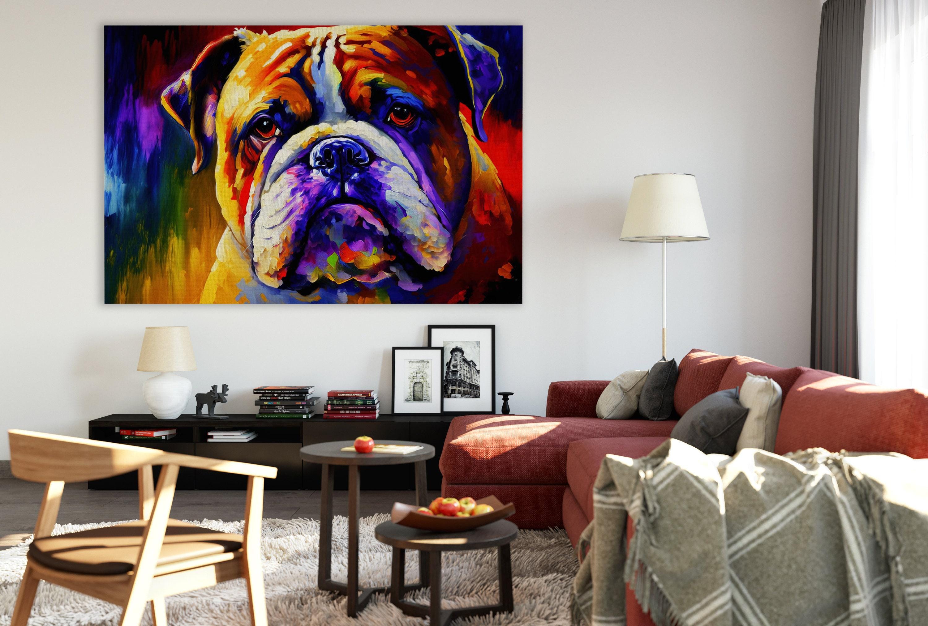 English Bulldog Art – Vibrant Bulldog Canvas Print | Gallery Ready Dog Painting