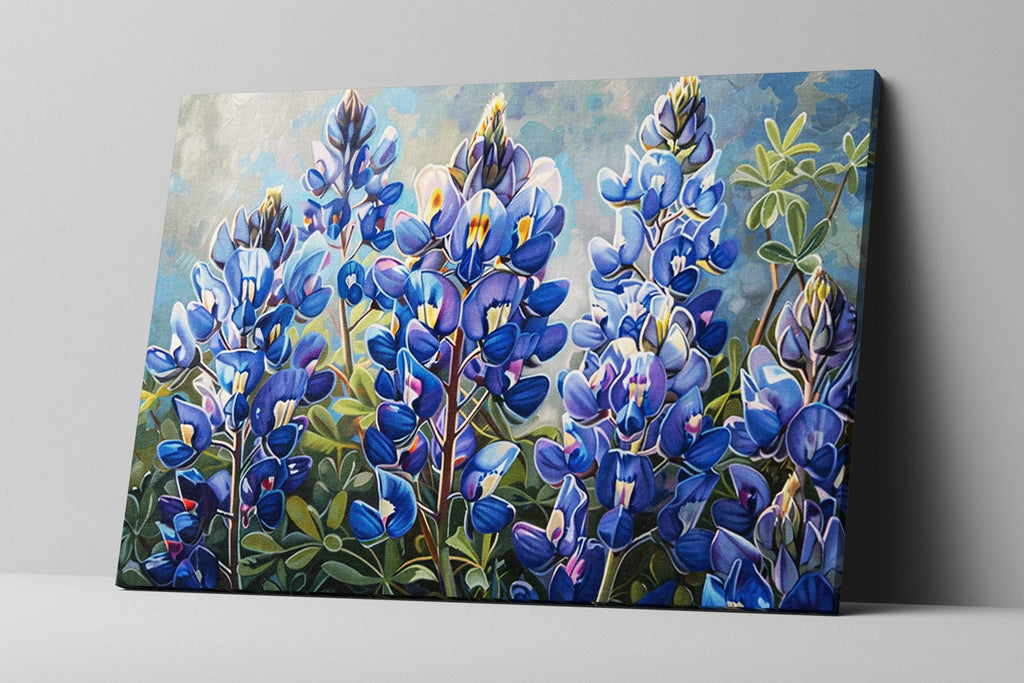 Texas Bluebonnet Canvas – Large Gallery Wrapped Wildflower Wall Art with Fade Resistant Ink