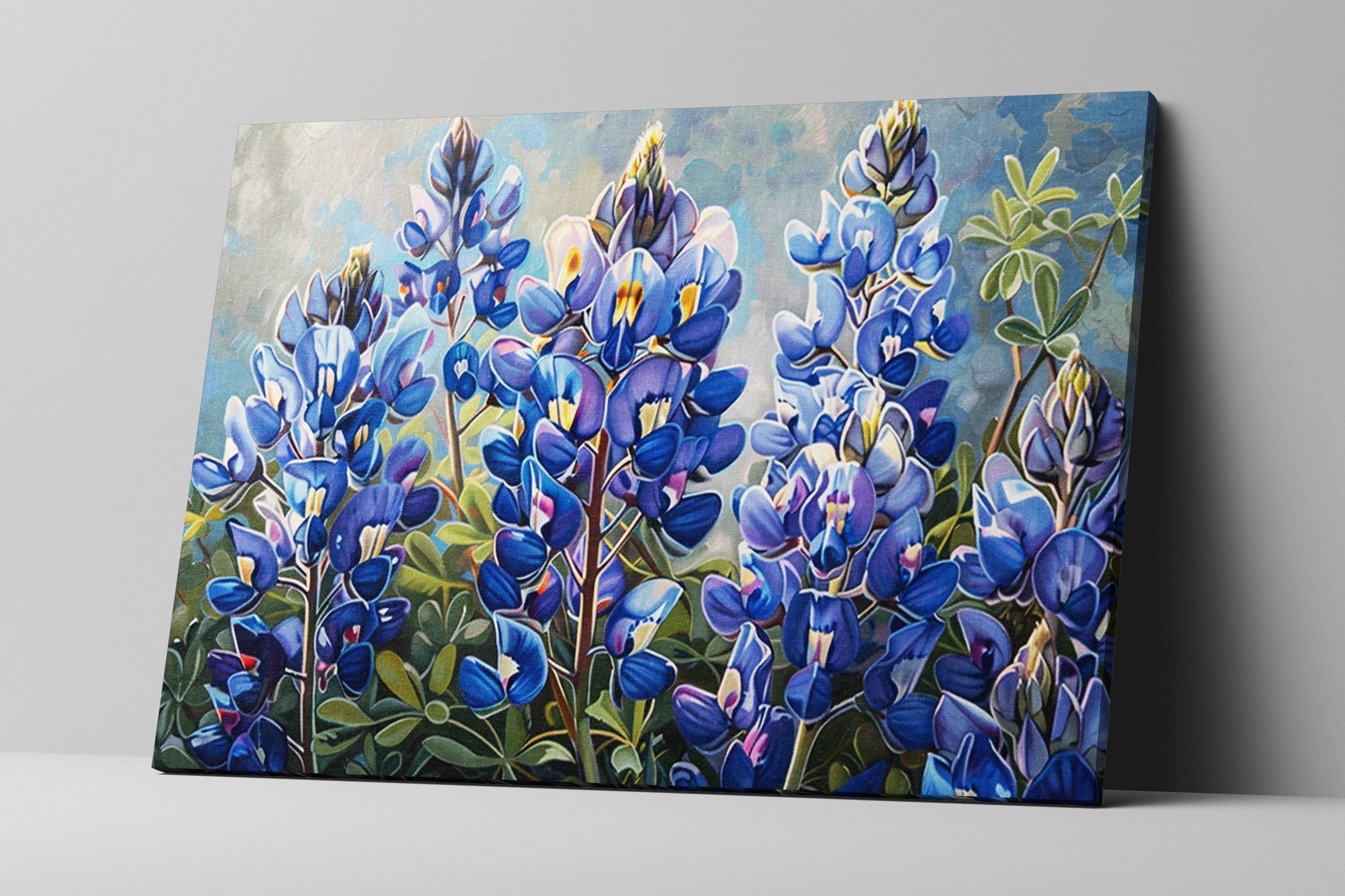 Texas Bluebonnet Canvas – Large Gallery Wrapped Wildflower Wall Art with Fade Resistant Ink