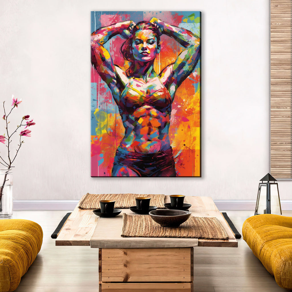Female Muscle Bodybuilder Art – Large Gallery Wrapped Canvas | Ready to Hang Wall Art