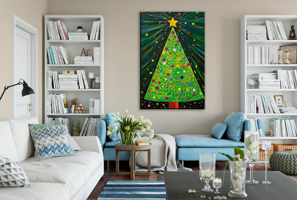 Christmas Tree Art - Abstract Christmas Tree Canvas Print | Festive Home Decor, Ready to Hang