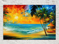 Tropical Beach Canvas Print – Vibrant Nautical Oil Painting | Gallery Ready Wall Art