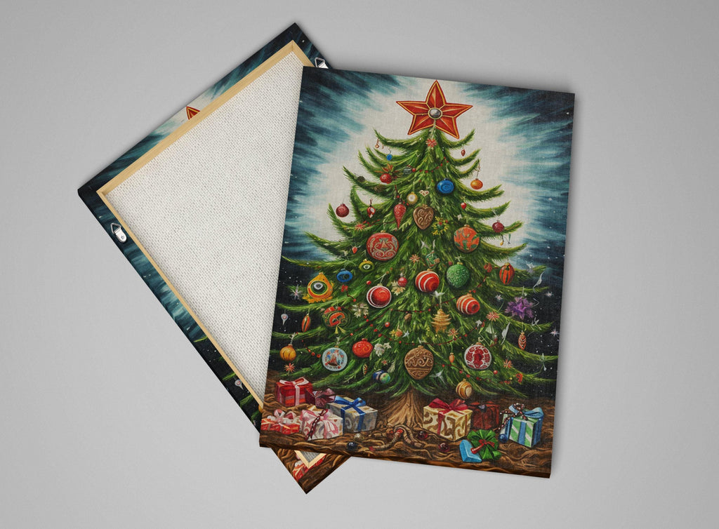 Christmas Tree Illustration - Whimsical Holiday Art on Gallery Wrapped Canvas, Extra Large
