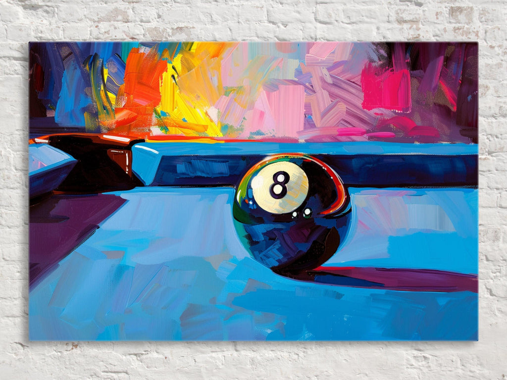 8 Ball Painting – Vintage Pool Art | Gallery Wrapped Canvas | Extra Large Man Cave Wall Art