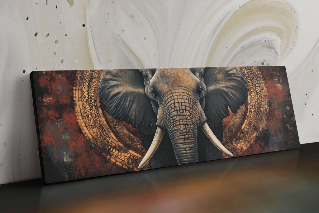 a painting of an elephant on a wall