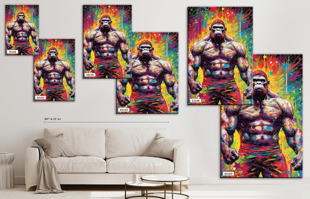 Muscle Gorilla Art - Large Canvas Art | Gallery Wrapped Bodybuilder Gym Print