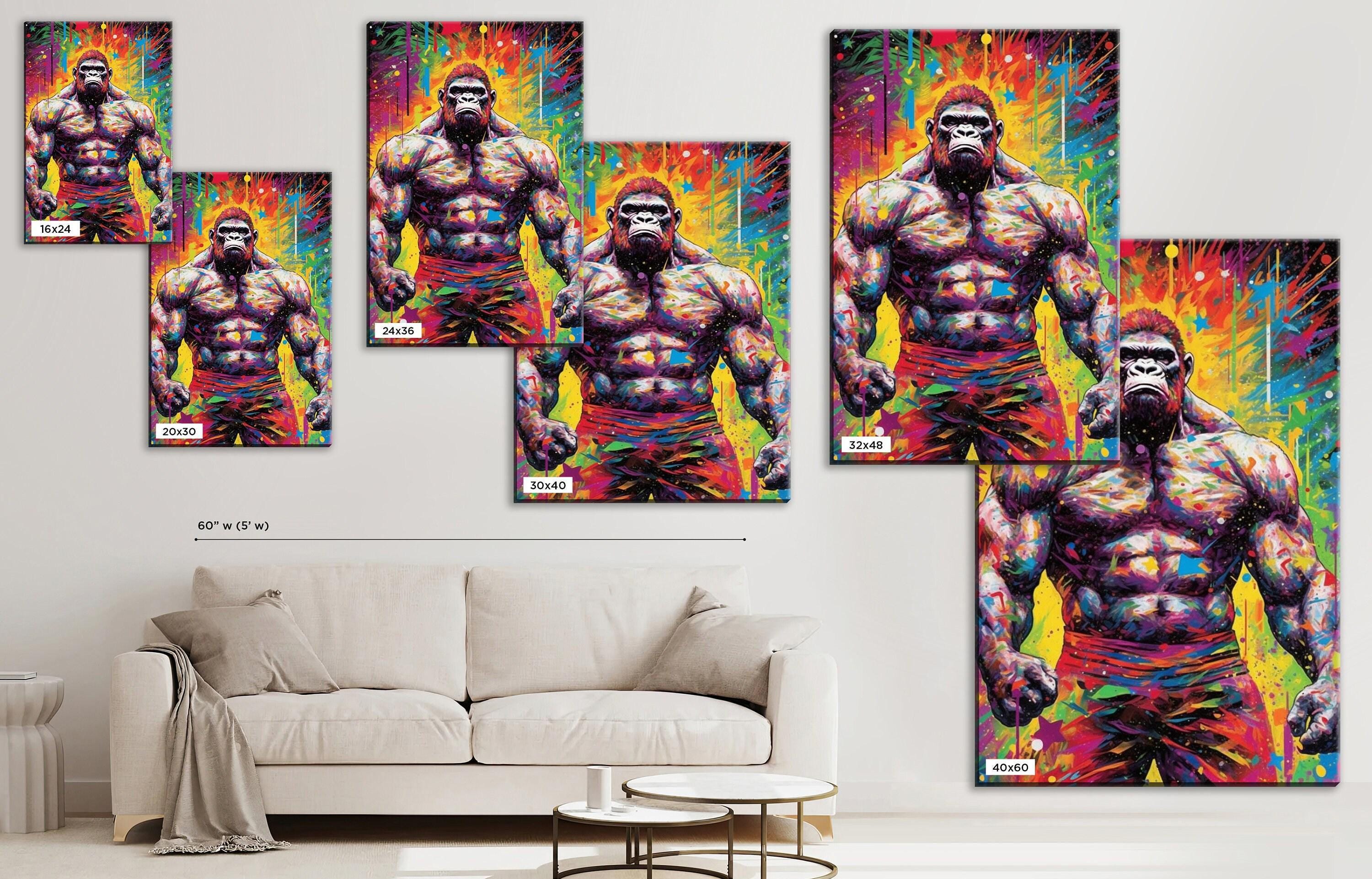 Muscle Gorilla Art - Large Canvas Art | Gallery Wrapped Bodybuilder Gym Print