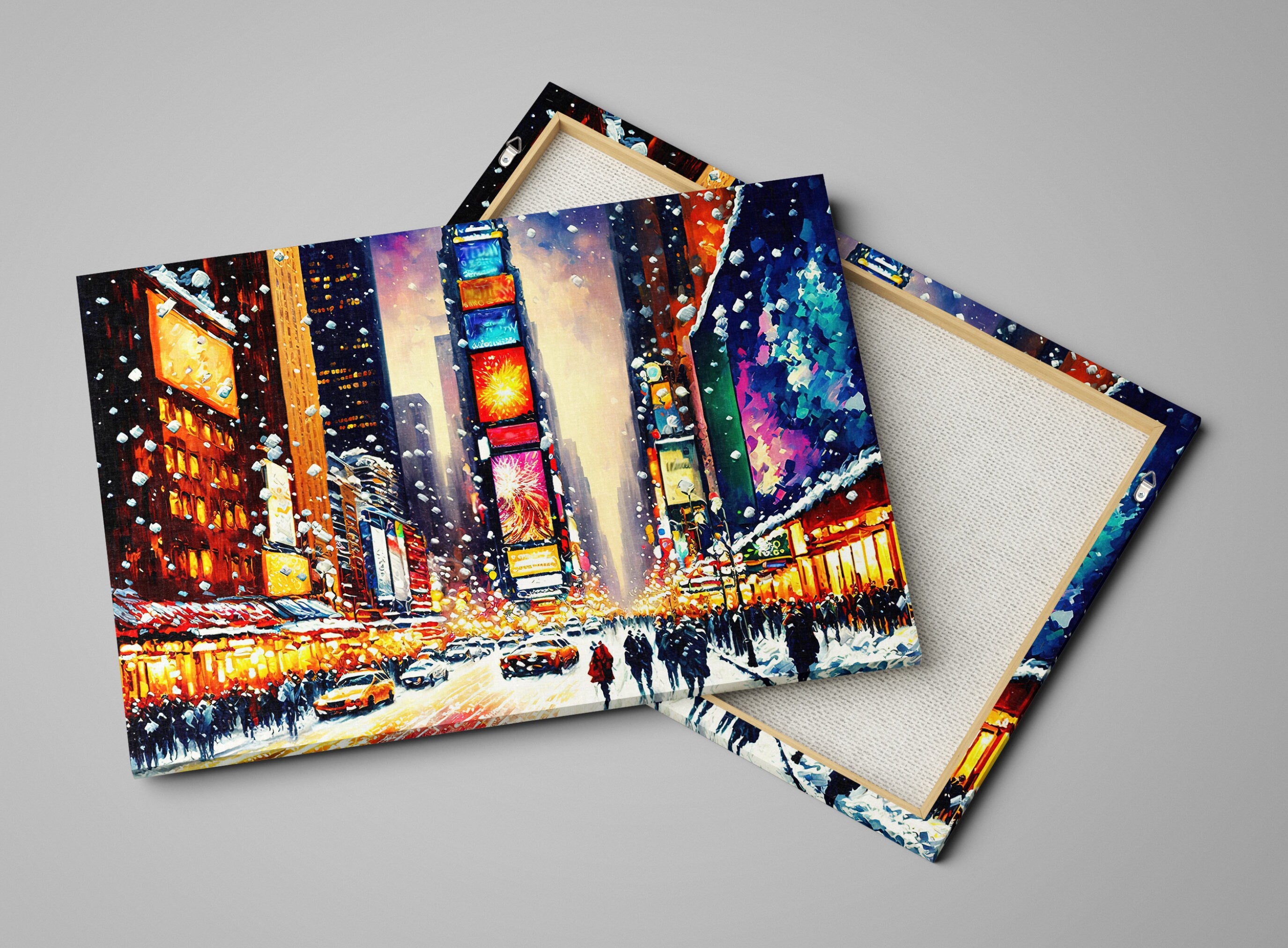 Times Square Canvas Print – Vibrant NYC Winter Scene on Gallery Ready Canvas