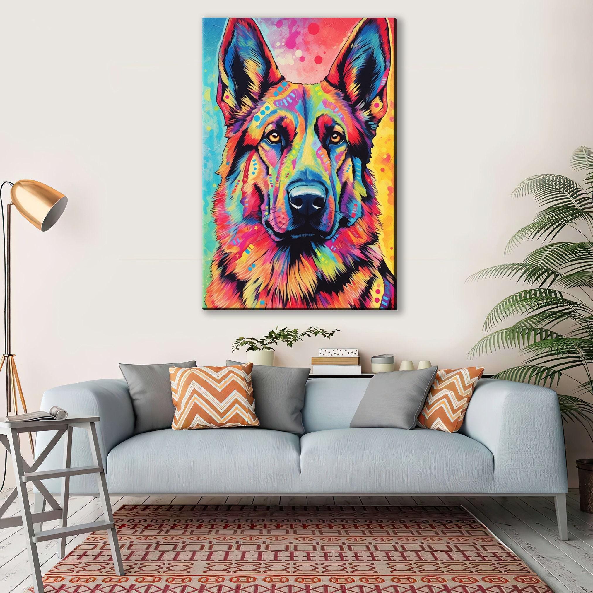 German Shepherd Canvas Print – Large Dog Canvas, Vibrant Pet Art, Gallery Ready Wall Decor