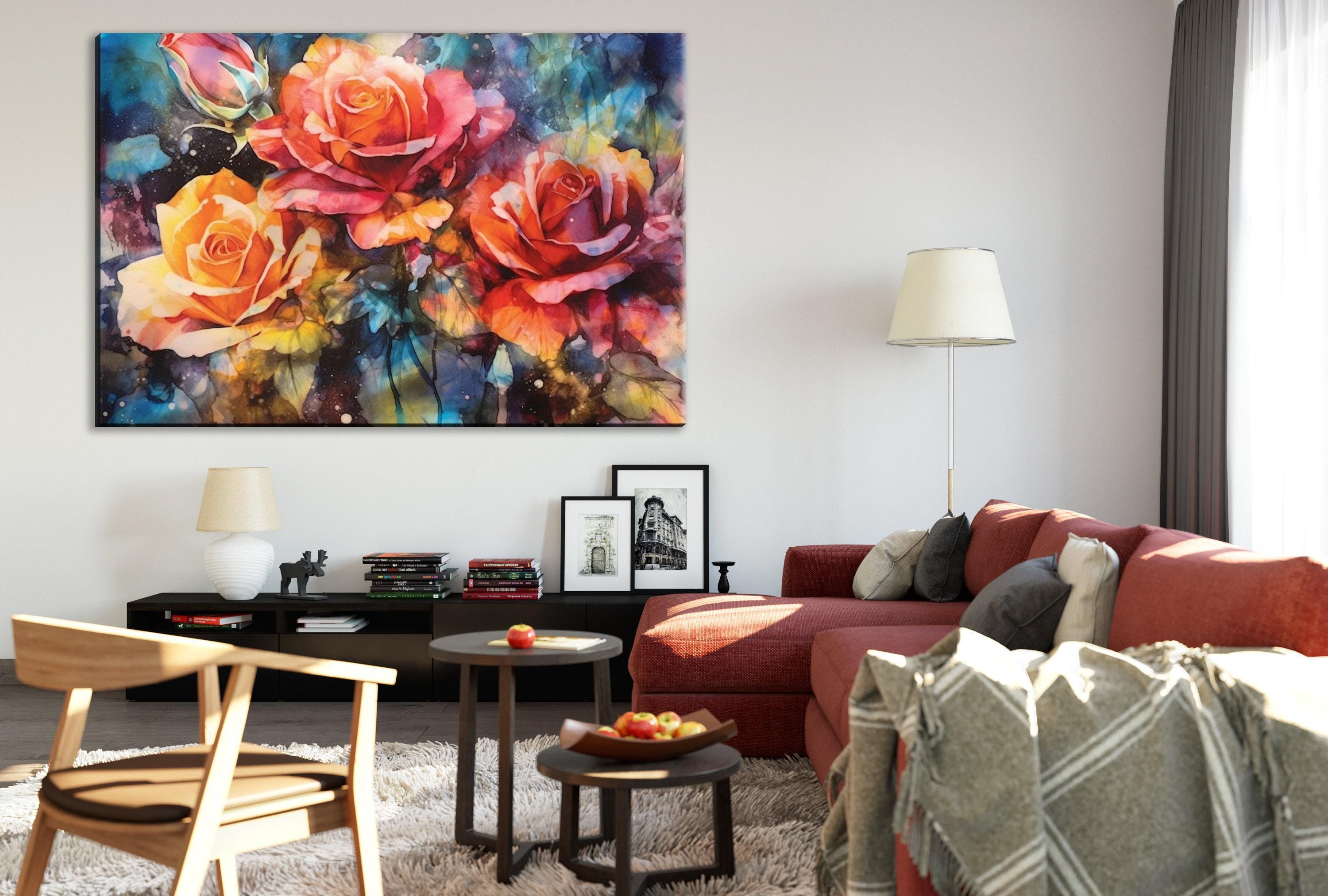 Yellow Orange Roses Art - Large Canvas Wall Art | Vibrant Floral Artwork