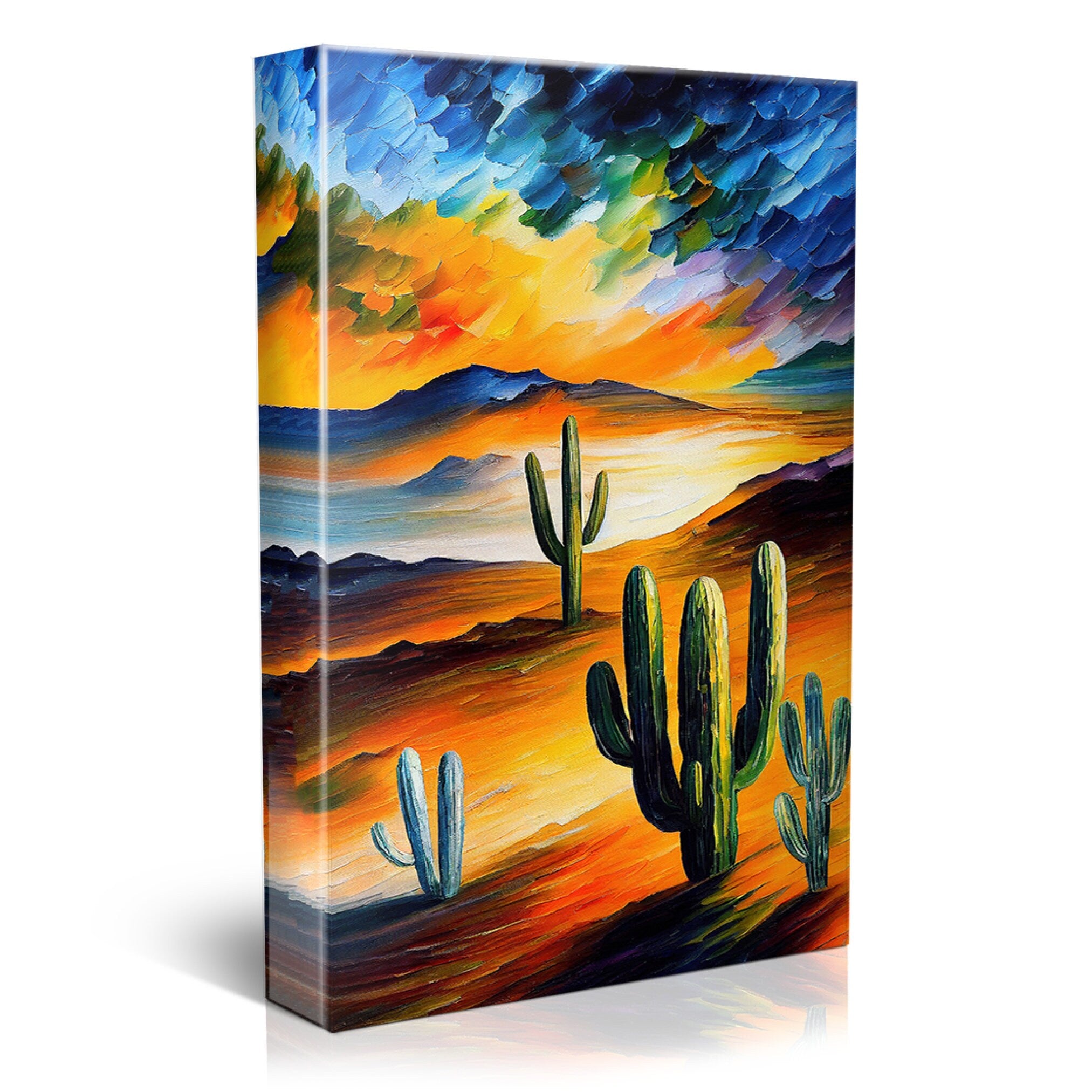 Desert Cactus Canvas – Southwest Art Print | Serene Landscape & Gallery Ready