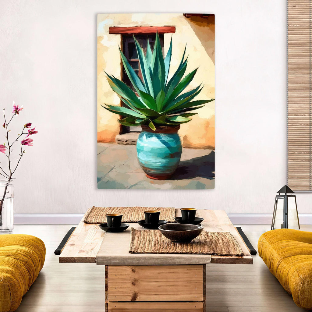 Southwest Canvas Painting – Large Giclee Print Desert Landscape Art with Agave Plant