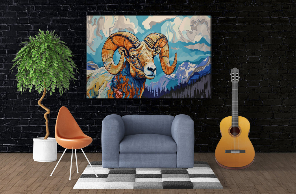 Bighorn Ram Canvas | Wildlife Wall Art - Gallery Wrapped Large Canvas Print