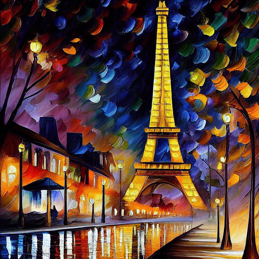 Eiffel Tower Canvas Print – Vibrant Colorful Wall Art With Wooden Frame