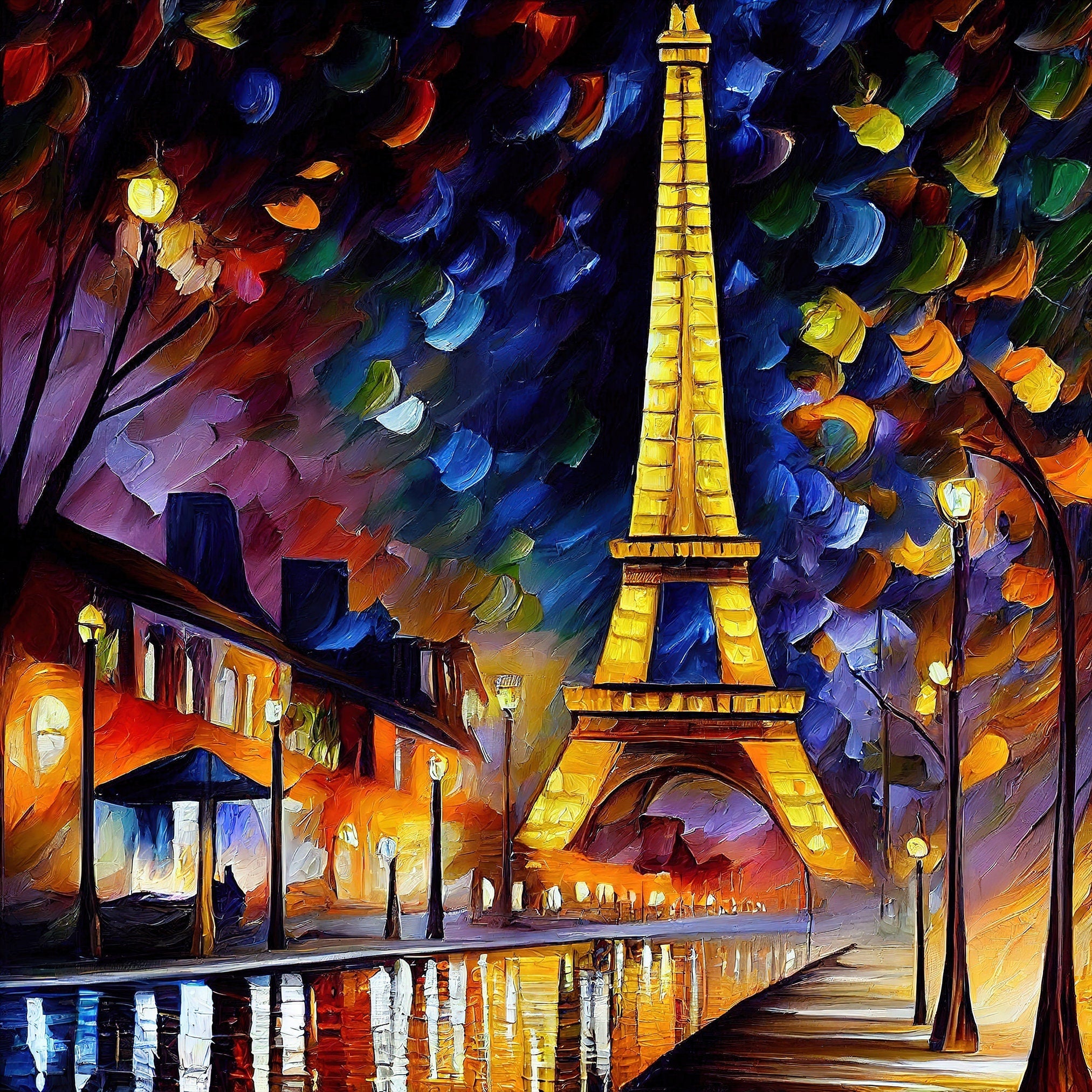 Eiffel Tower Canvas Print – Vibrant Colorful Wall Art With Wooden Frame