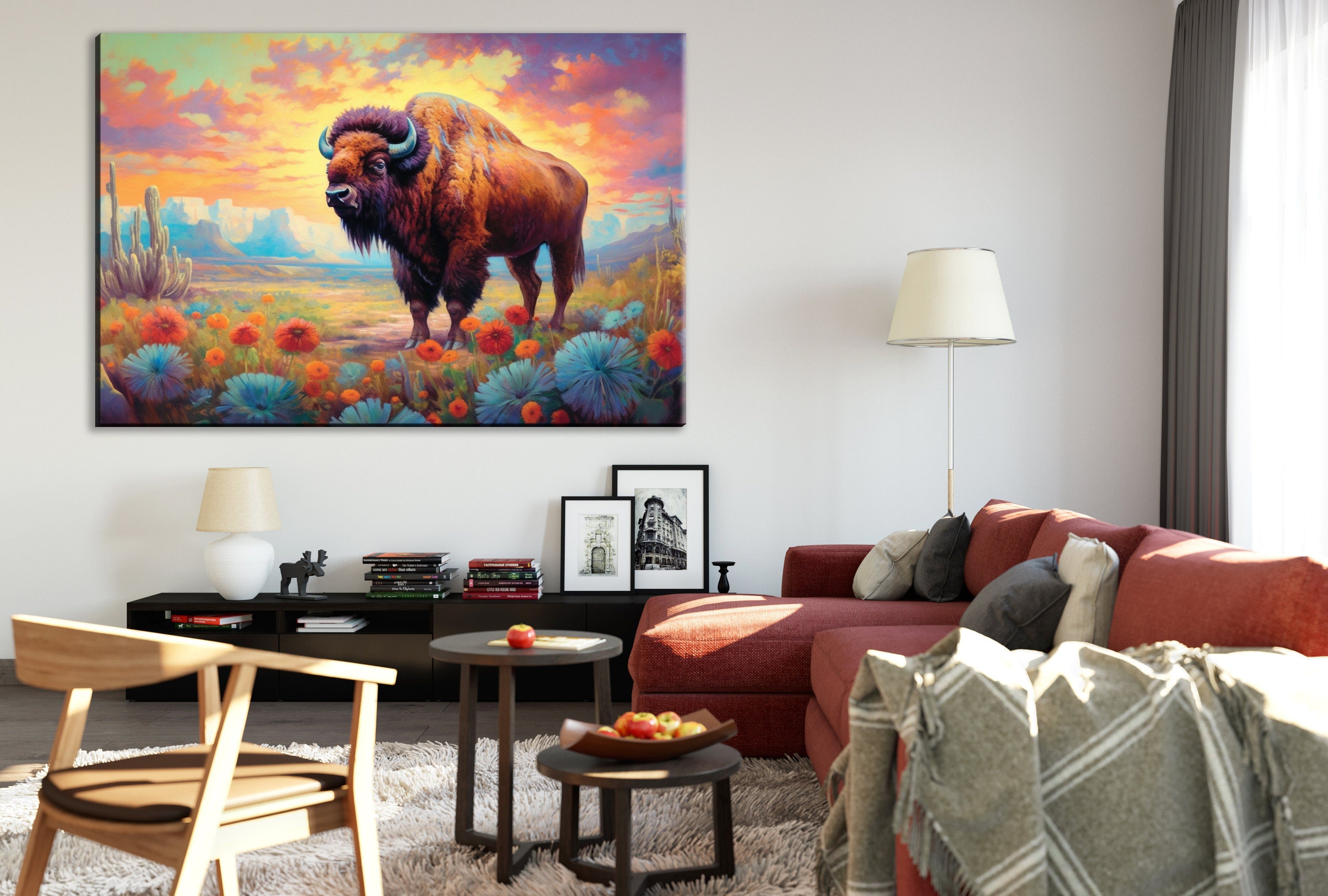 American Bison Canvas – Gallery Wrapped Wildlife Wall Art | Texas Desert Print